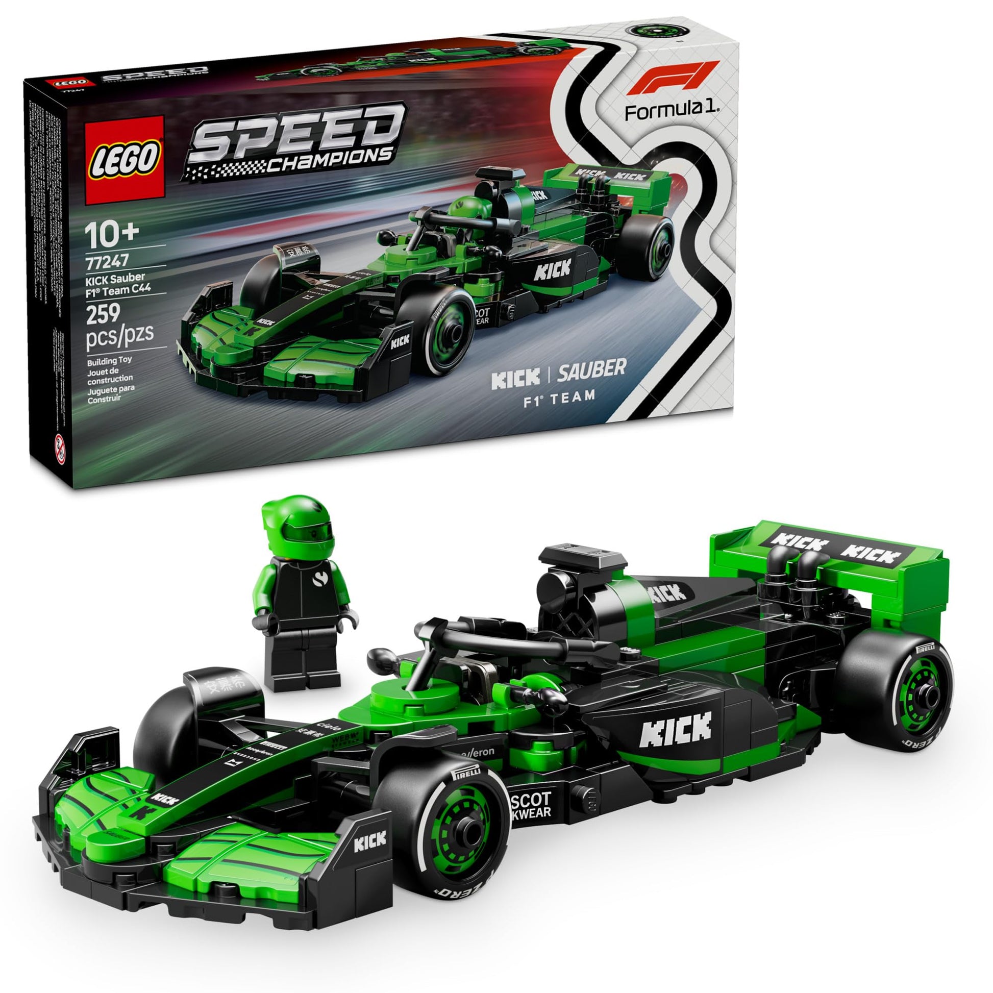 LEGO Speed Champions Kick Sauber F1 Team C44 Race Car Toy - Building Set for Kids, Boys & Girls, Ages 10+ - Toy Car for F1 Fans - Gift Idea for