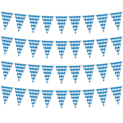 131 Feet Oktoberfest Bavarian Flag- 4 Packs Oktoberfest Bavarian Pennant Banner for German Oktoberfests Themed Party Decorations