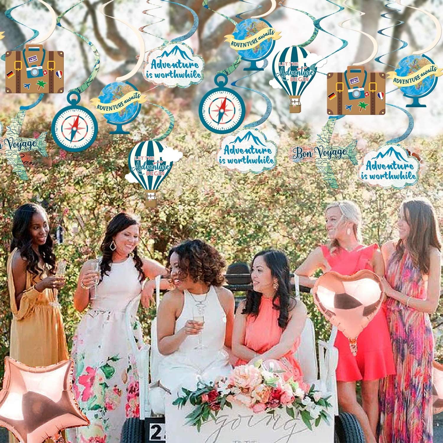 Travel Themed Party Decorations 30 PCS Travel Themed Hanging Swirl Let The Adventure Begin Adventure Awaits Bon Voyage Party Decorations Farewell