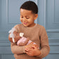 LullaBaby - 14-Inch Realistic Baby Doll - Brown Eyes, Warm Skintone & Soft Huggable Body - Pink Jumper Outfit with Bow Headband - Removable Clothes
