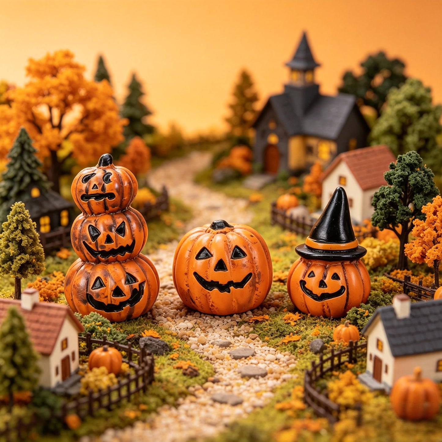 SENTOP 3pcs Miniature Figurines, Fairy Garden Decorations, Halloween Pumpkins & Party Favors
