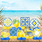 12 Pcs Capri Lemon Blue Yellow Tiles Honeycomb Centerpieces Decorations Mediterranean Amalfi Coast Centerpieces for Lemon Birthday Party Italian