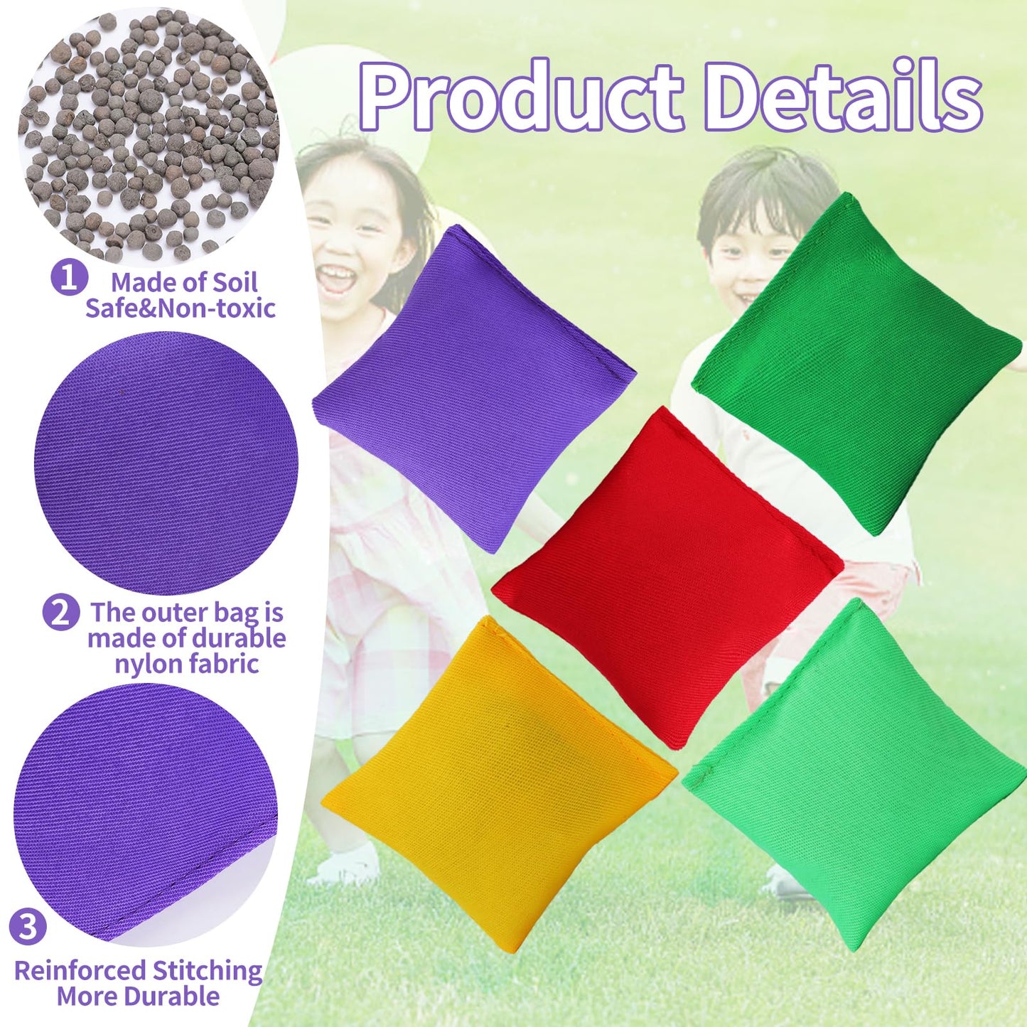 Cptoion 72 Pieces Mini Bean Bags, Colorful, Nylon