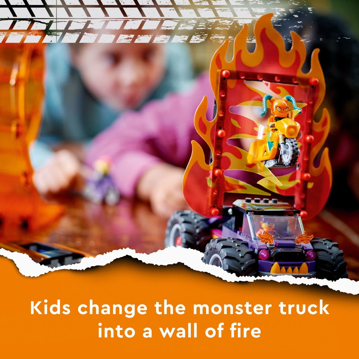 LEGO City Stuntz Double Loop Stunt Arena 60339, Monster Truck Playset with 2 Toy Motorcycles, Ramp, Wall of Flames, Ring of Fire, Snapping Snake Loop