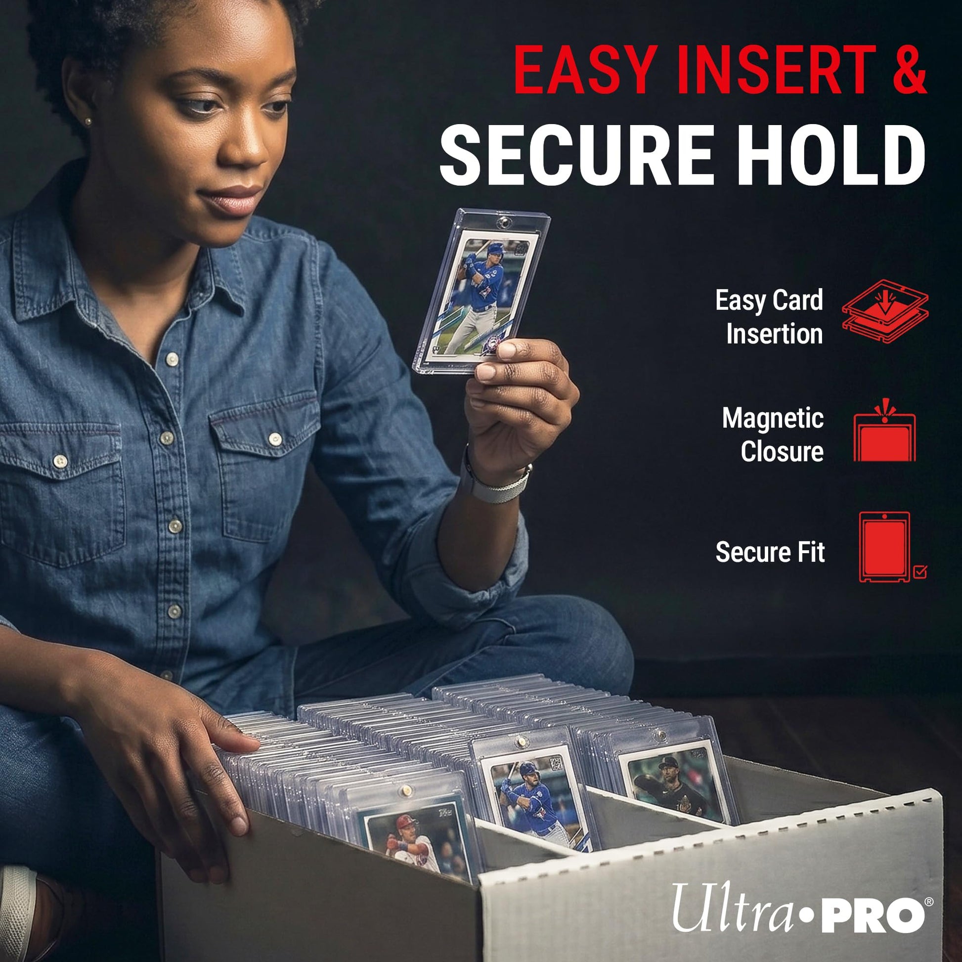 Ultra Pro One Touch 35pt Magnetic Card Holder - Hard Plastic Card Protector Case with UV Blocking - Clear Display for Standard Size 2.5" x 3.5"