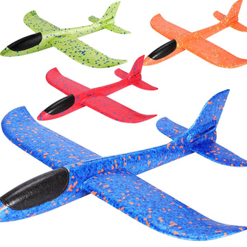 PUREZON Foam Airplane Toy, 4 Pack, 17 Inch, 4 Colors