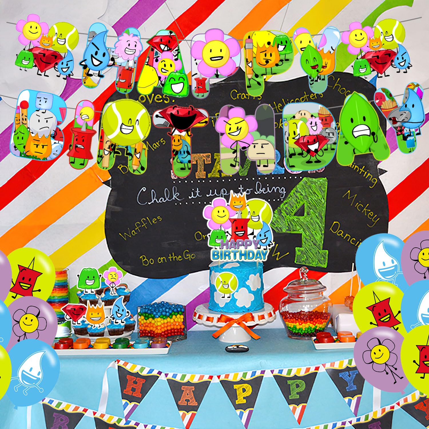 karg Battle-Dream Island Birthday Party Decoration Princess Includes Cake Toppers, Cupcake Toppers, Balloons, Banner Party Supplies Decoration