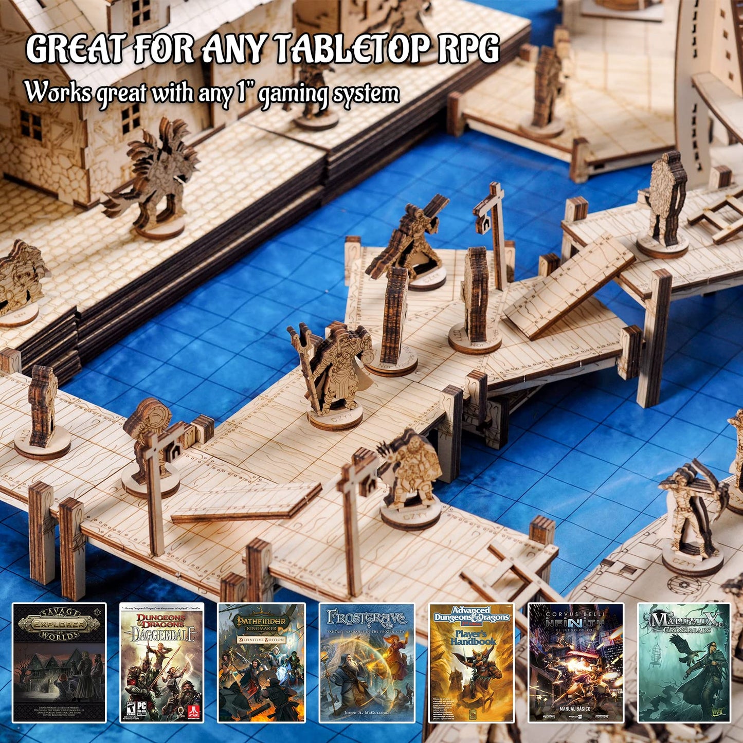 CZYY DND Dock Expansion Set, 7 Modular Terrain Pieces