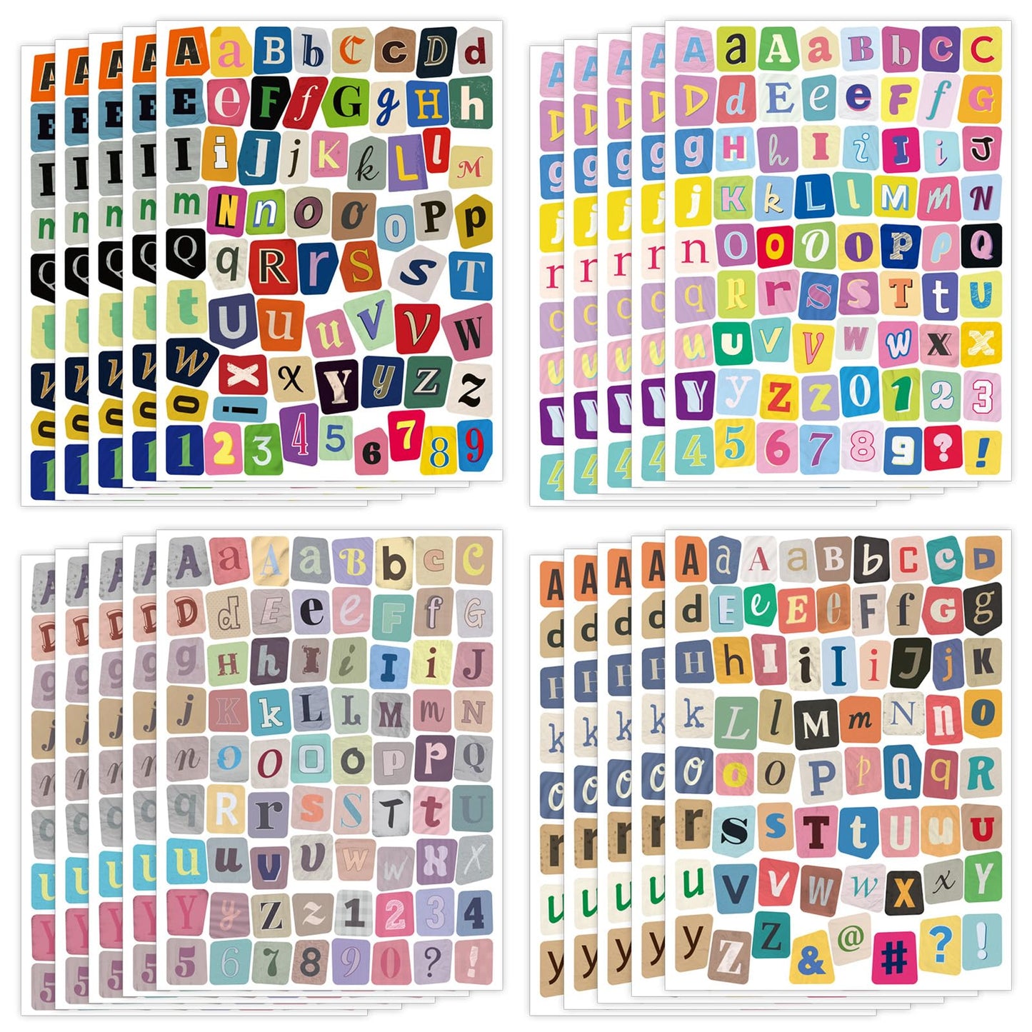 2760 PCS Letter Stickers for Scrapbooking, 40 Sheets Magazine Alphabet Stickers, Self-Adhesive Vinyl Small Ransom Stickers for Journaling Junk Journal