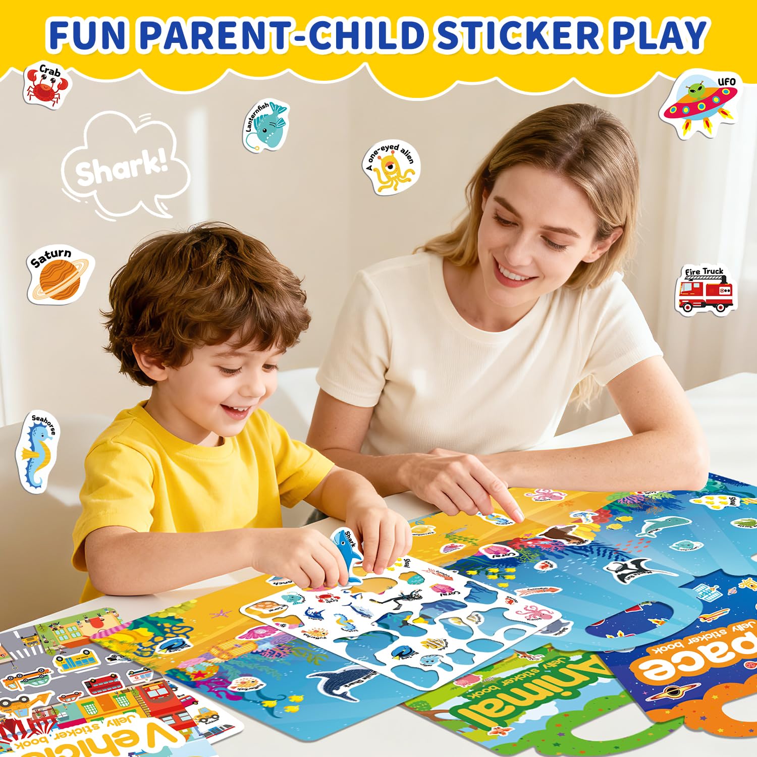 CREATIVETREES 6 Sets Reusable Sticker Book for Toddlers 3-6, Jelly Stickers Book for Kids, Travel Sticker Activity Toys for Childs 3 4 5 6 Years Girls