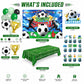 128Pcs Soccer Birthday Party Decorations Set - Football Theme Party Supplies with Backdrop, Balloon Arch Kit, Banner, Cake Topper & Tablecloth