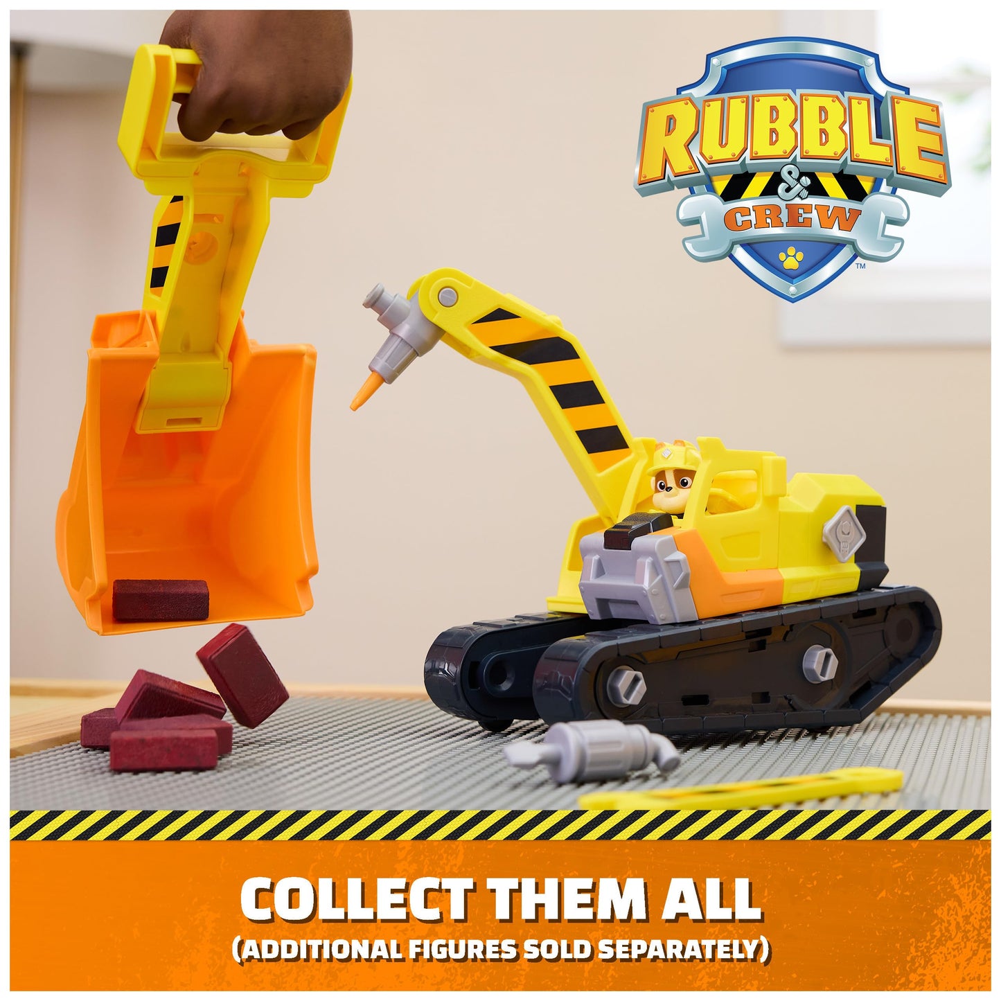Rubble & Crew Charger's Mega Power Crane, Toy Truck with Charger Figure & 2 Detachable Tools, PAW Patrol Kids Toys for Boys & Girls Ages 3 and Up