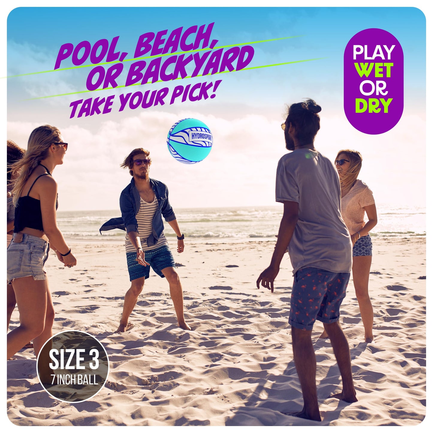 Pool Basketball (Size 3) - Pool Toys for Kids, Teens, & Adults - Water Basketball for Pools Party - Waterproof Swimming Balls - Water Toys for Kids