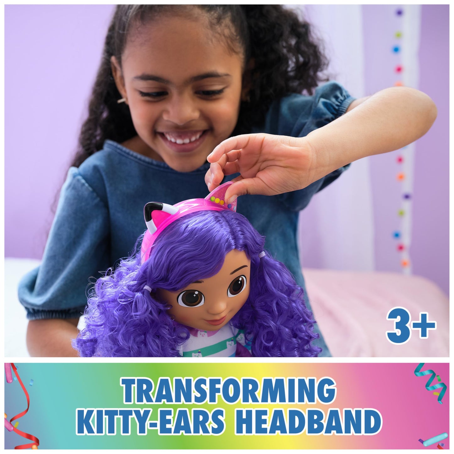 Gabby's Dollhouse DreamWorks, Sing & Celebrate Gabby Girl Doll, 13-Inches Tall with Sound Effects & Reversible Cat Ears, Kids Toys for Girls & Boys