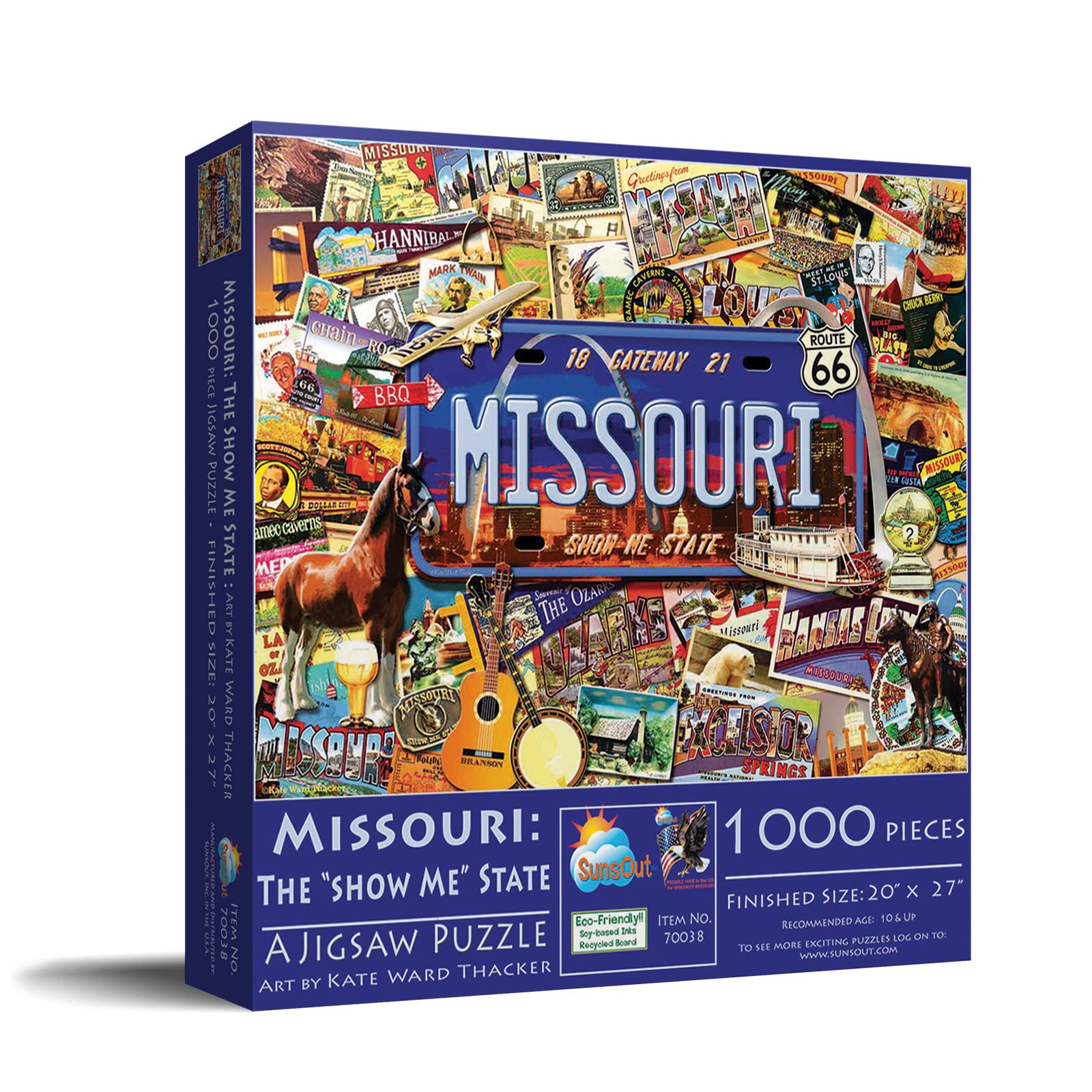 SUNSOUT INC - Missouri: The Show Me State - 1000 pc Jigsaw Puzzle by Artist: Kate Ward Thacker - Finished Size 20" x 27" - MPN# 70038