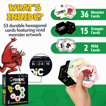 Groopic Monster's Style - Award-Winning and Fun Twist on The Beloved Rummy Game. Board Games for Kids 8-12 & Families, Innovative Rummy Card Game Set