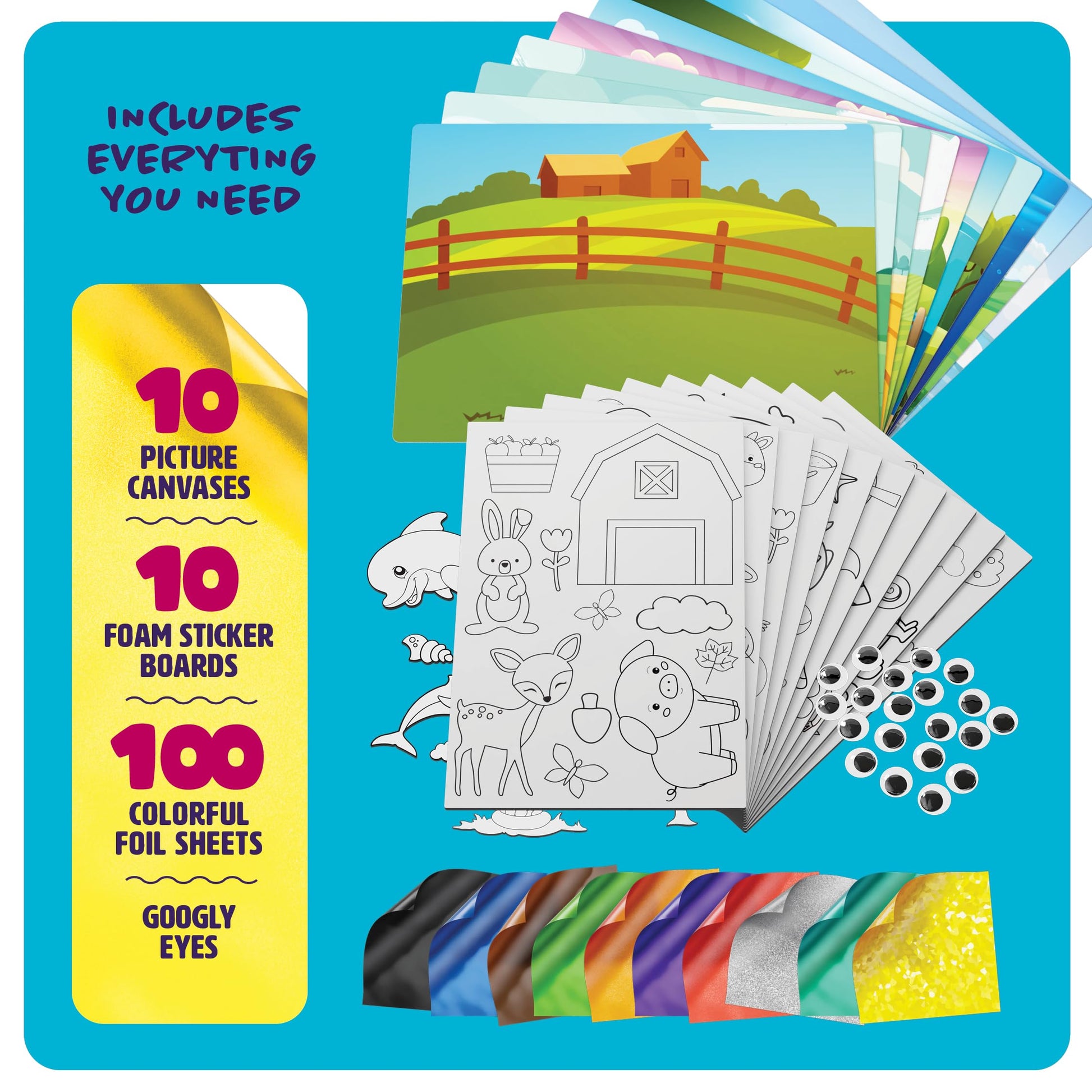 Dan&Darci Foil Art Kit for Kids - Arts and Crafts for Kid Ages 4-8, 4-6, 5-7, 5-8, 6-8 - 5 Year Old Girl Gifts - Fun Kits Projects Activities - Girls
