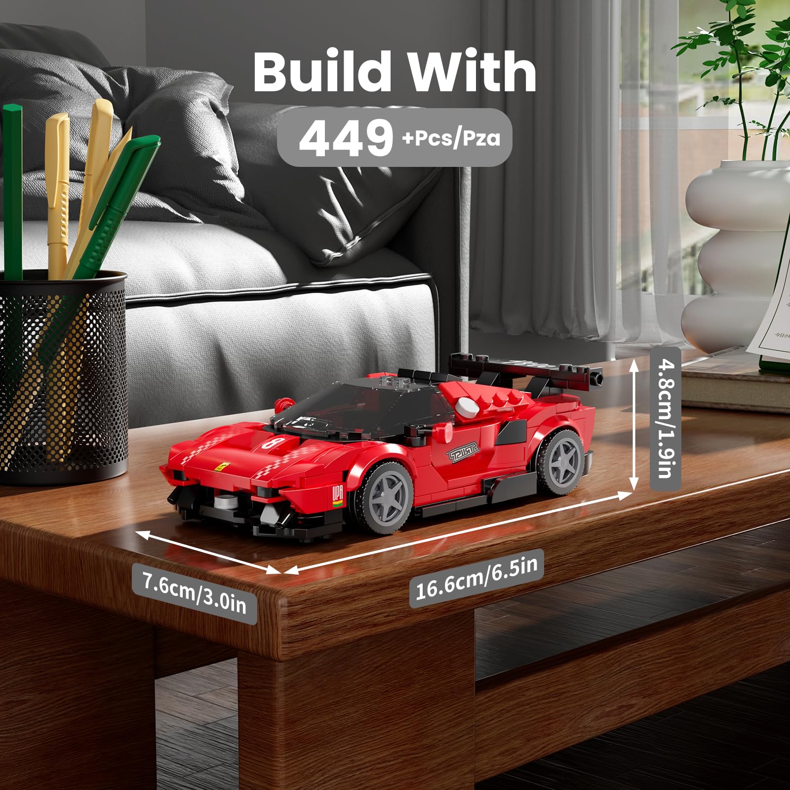 Mould King Racing Car Model Building Blocks Kit with Acrylic Display Case