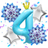 7Pcs 4th Birthday Party Decorations Balloons Snowflake Star Number Balloons