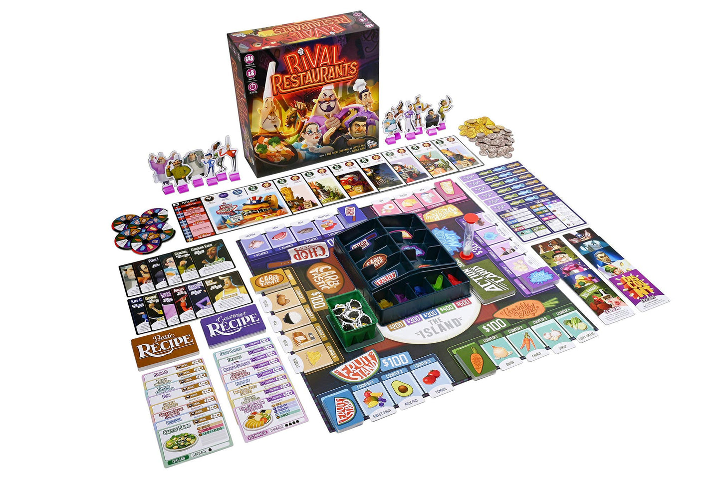 Rival Restaurants by Gap Closer Games | Strategy Board Game | 2 to 6 Players | Ages 10+ | 45+ Minutes | Unique Chefs, Upgradable Restaurants & Recipe