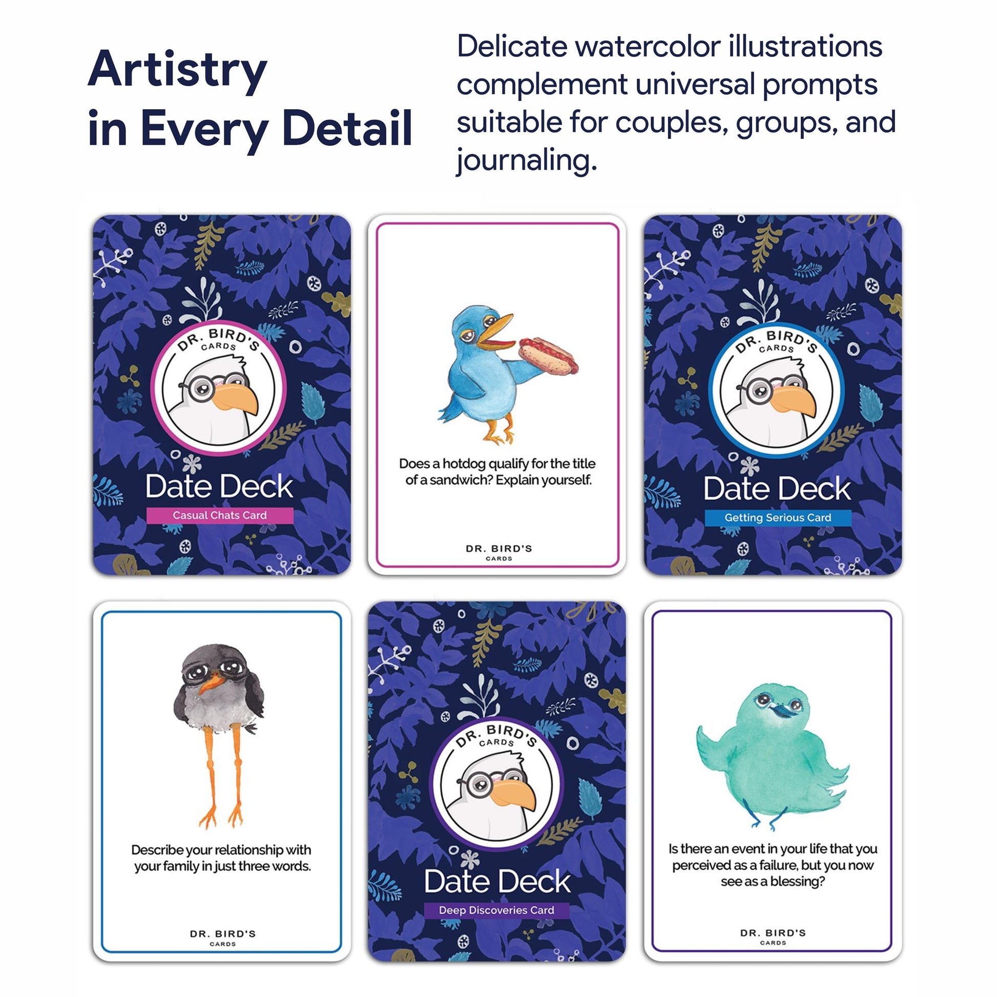 Dr. Bird's Date Deck - Authentic Relating for Couples - Perfect, Bridal Showers - Build Genuine Connections - Wholesome, Pro-Family, Faith-Based