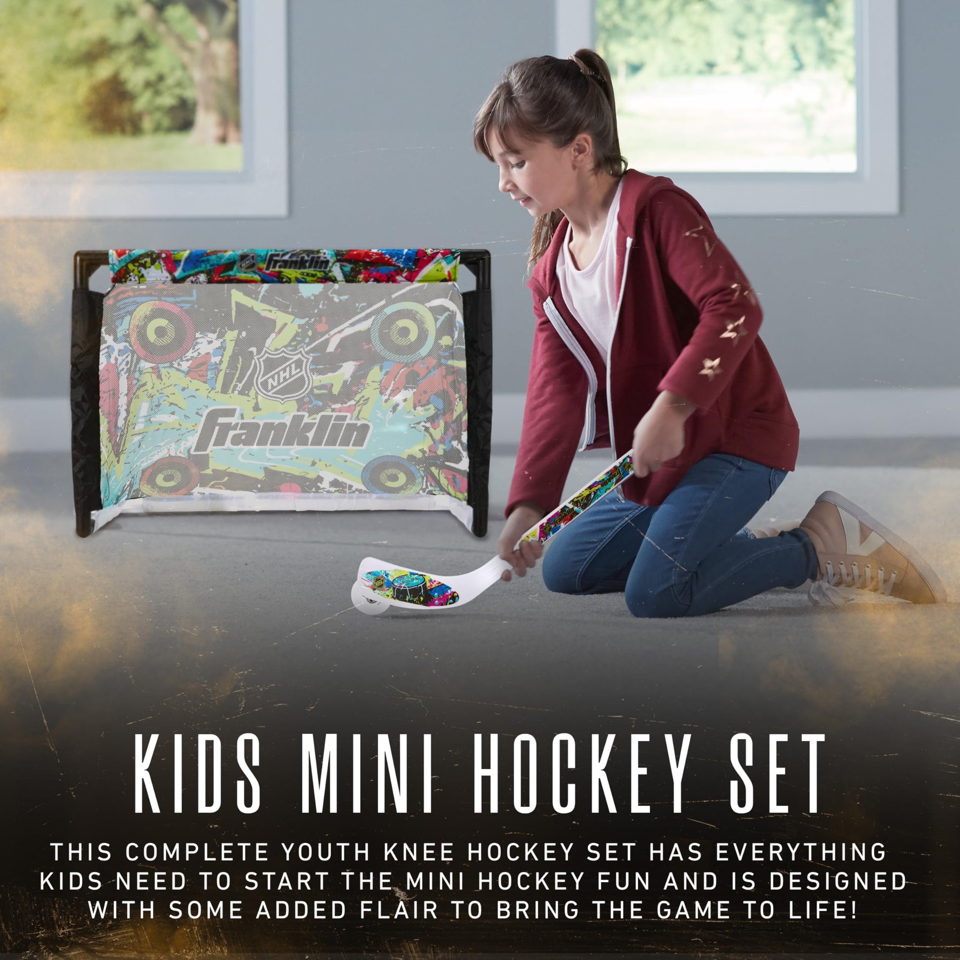 Franklin Sports NHL Kids Mini Hockey Goal + Sticks Set