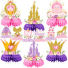 12 Pcs Princess Castle Honeycomb Centerpieces - Little Princess Party Table Decorations with Crowns, Castles, Bows and Hearts for Birthday Party, Baby