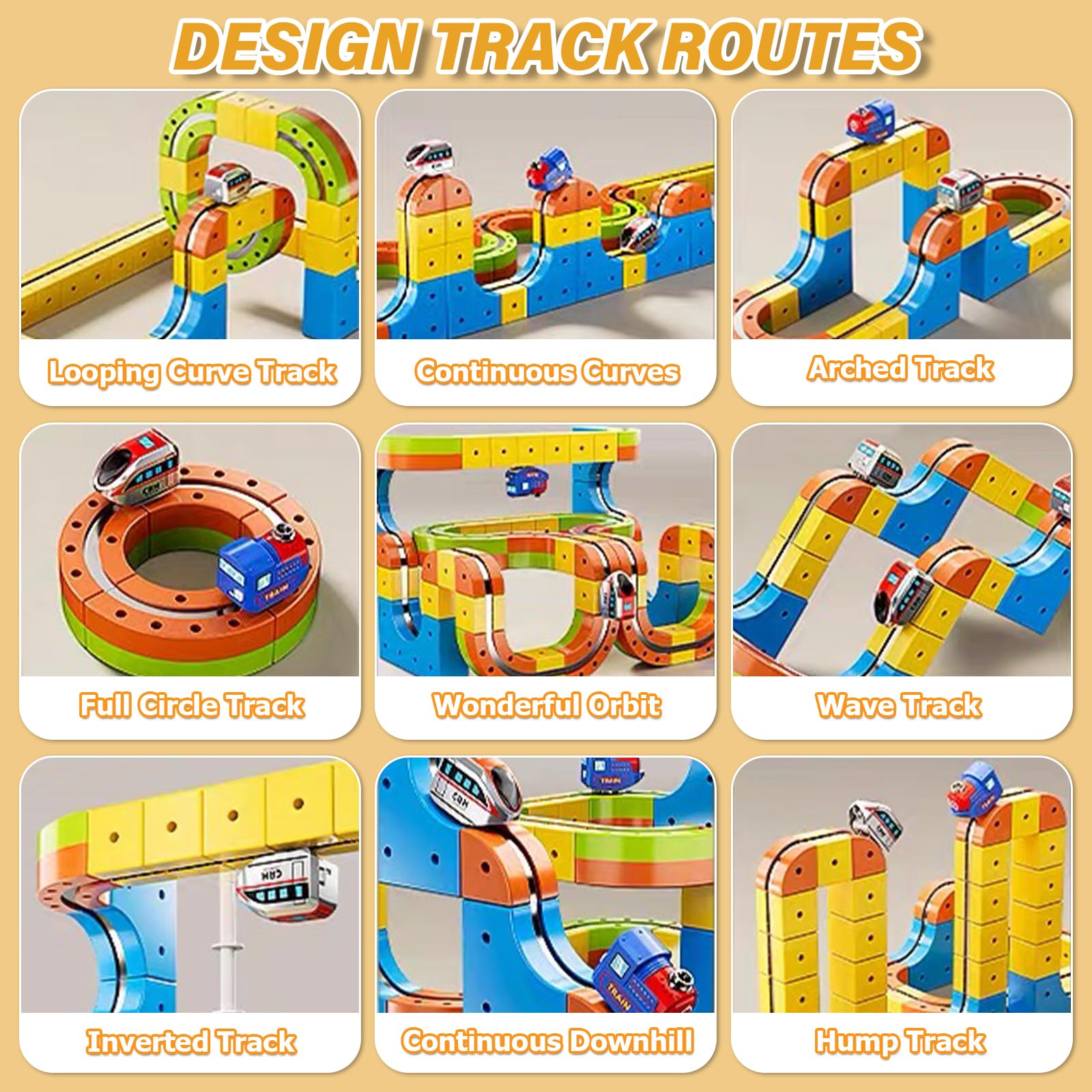 Uermis Electric Train Set for Kids, 3D Racing Track Set DIY Rail Cube Kit, STEM Gravity-Defying 360° Race Car Track, Educational Learning Toy for Boys