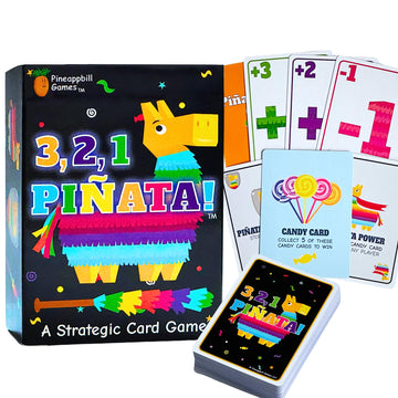 Pineappbill Games 3, 2, 1, Piñata! - Fun Family Card Game for Kids & Adults - Fast-Paced Party Game for Game Night - Ages 7+, 2-5 Players - Portable