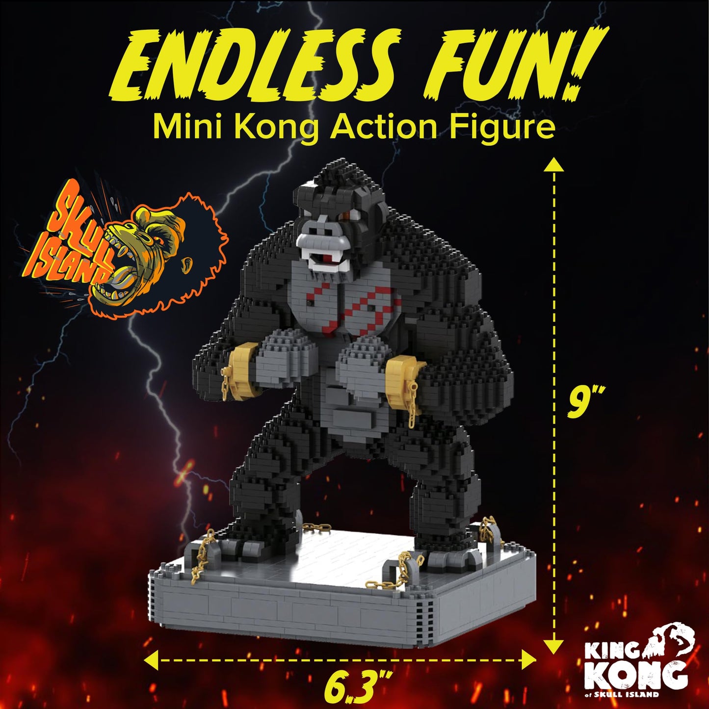 BLOCK CENTER King Kong Building Set (2,310 PCS) - Mini Kong Action Figure from Skull Island - Nano Brick Gorilla Construction Kit for Kids 15+