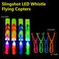 OceanWings LED Flying Set with Whistle, 25 Slingshot+25 Glow Helicopter, Flying Toy Outdoor Toy Glow in The Dark Party Supplies Party Favors Bulk