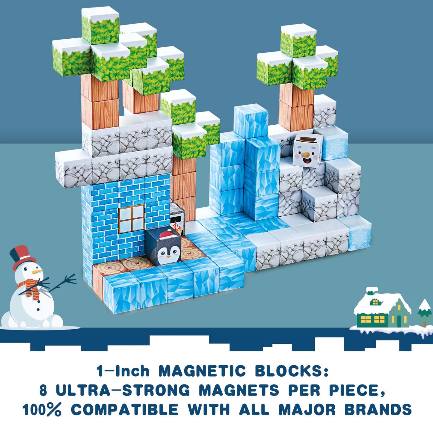 113PCS 1'' Magnetic Blocks, Magnetic Building Cube Toys for Kids, STEM Montessori Stacking, Sensory Education Toys for Toddlers Building World Set
