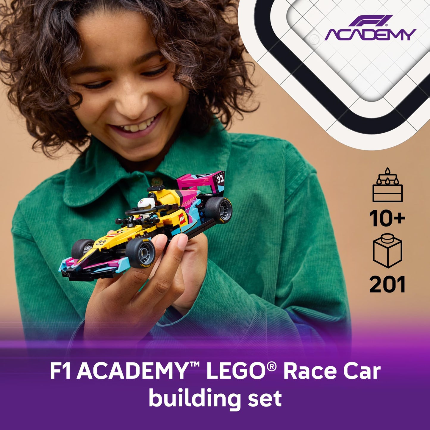 LEGO Speed Champions F1 ACADEMY Race Car Building Toy - Pretend Play Racing Vehicle W/ F1 ACADEMY Minifigure - Play & Display Toy Car for Boys