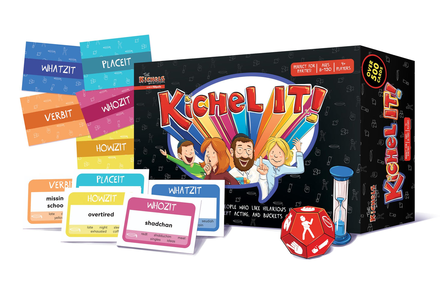 Kichel It- A Card Game for Jewish Family- Kids & Adults- Boys Girls- All Ages Who Like Hilarious Hints, Frenetic Guessing, Inept Acting- Years 8
