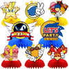 8Pcs Blue Hedgehog Party supplies set Honeycomb Centerpieces Double Sided Table Topper for Birthday Decorations