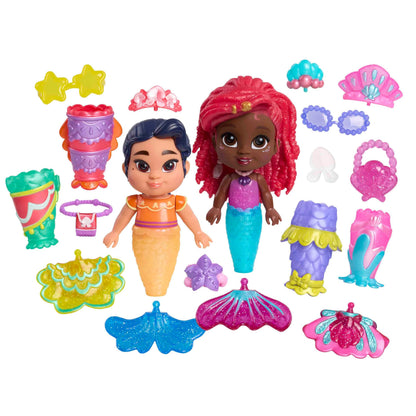 Disney Junior Ariel Pop Tails Deluxe 7.5-inch Doll and Accessories Set, 19-pieces, Kids Toys for Ages 3 Up by Just Play