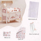 ROBOTIME Baby Doll Bunk Beds, Wooden Baby Doll Crib with Starry Curtain, Stackable Toy Crib for 18 Inch Dolls, Doll Bed Playset with Bedding