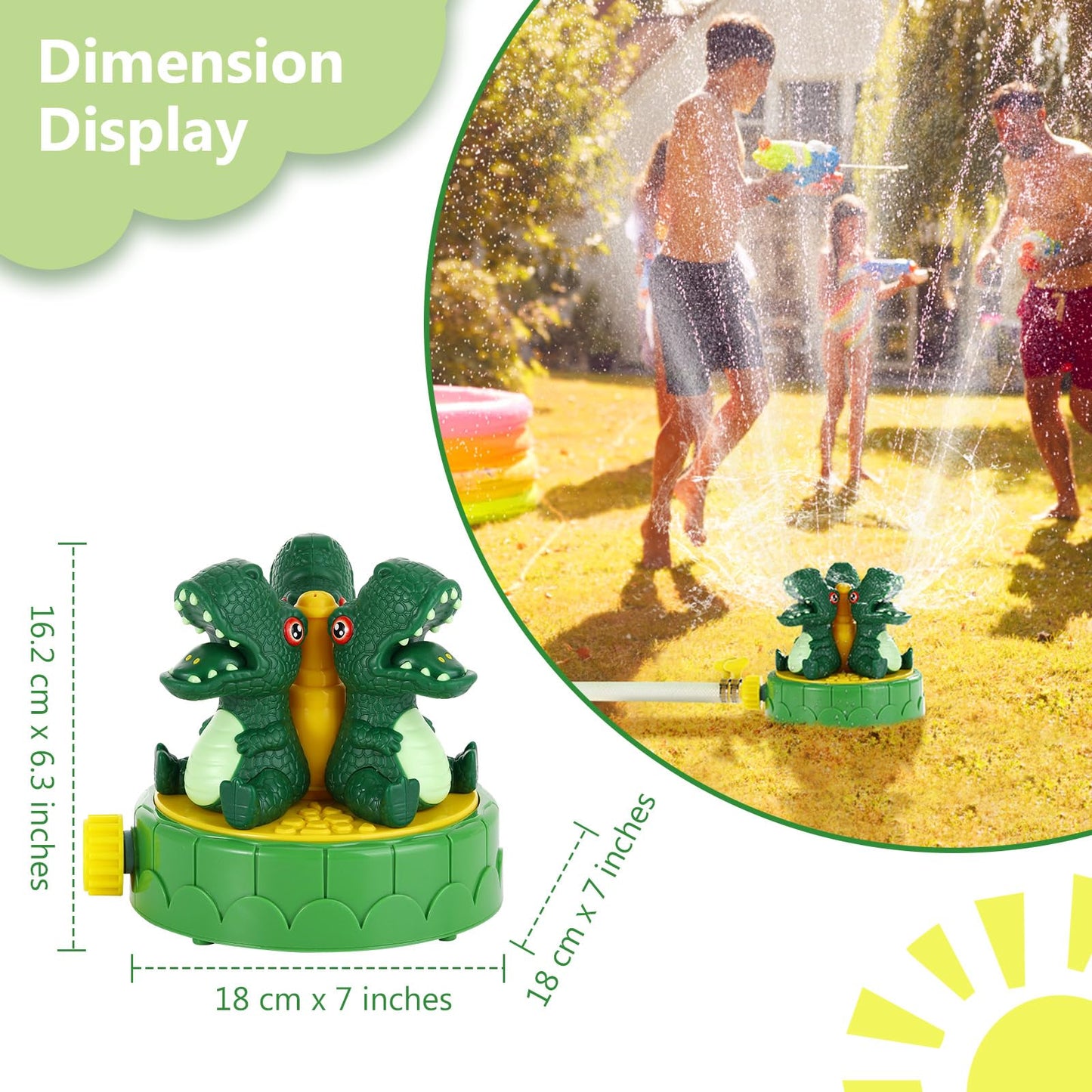 MoKo Dinosaur Water Sprinkler for Kids,Toddler Outdoor Water Toys for Lawn