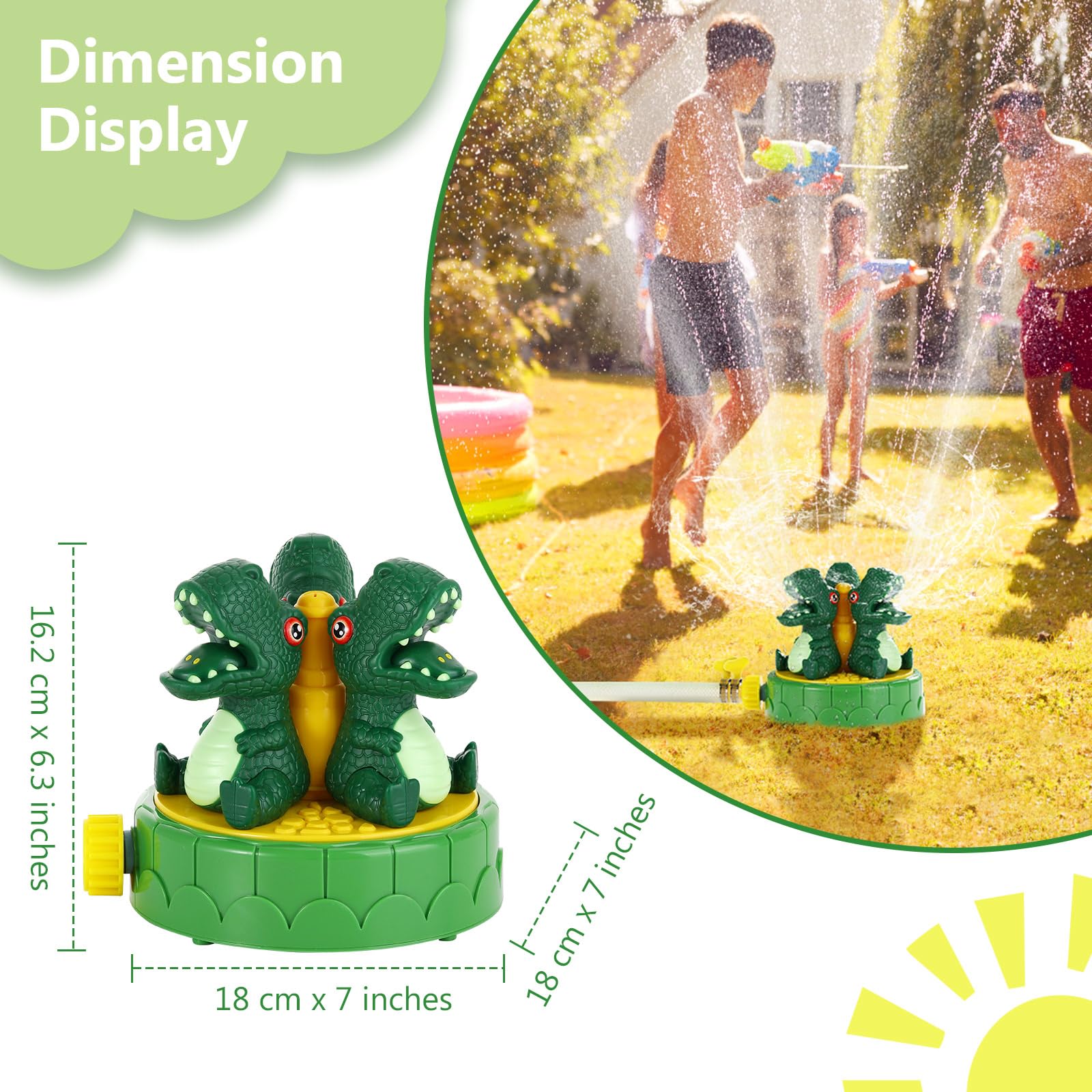 MoKo Dinosaur Water Sprinkler for Kids,Toddler Outdoor Water Toys for Lawn