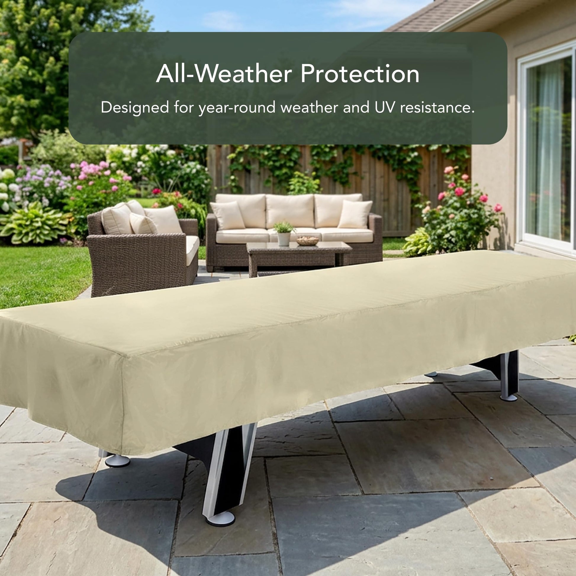 Covermates Elite 12FT Shuffleboard Table Cover - Water-Resistant All-Weather Protector with Buckle Straps & Touch Fastener Closure, Heavy-Duty