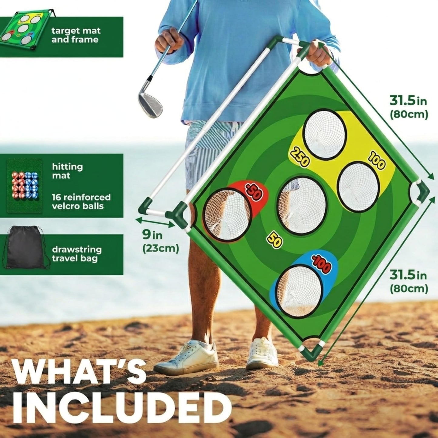 Gameloo Golf Gift for Men - Portable Backyard Golf Chipping Game for Family, Indoor & Outdoor Lawn Game with Carry Bag, Fun Party Game, Father's Day