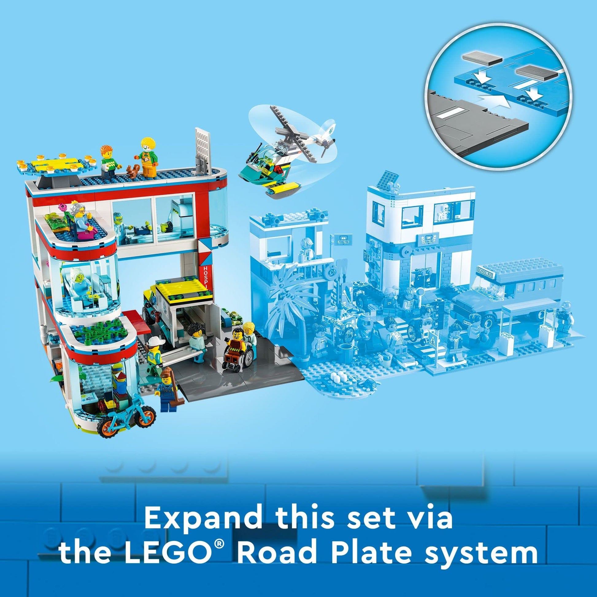 LEGO City Hospital Building Set 60330 with Toy Ambulance, Rescue Helicopter and 12 Mini Figures, Pretend Play Toy Hospital for Educational Fun,