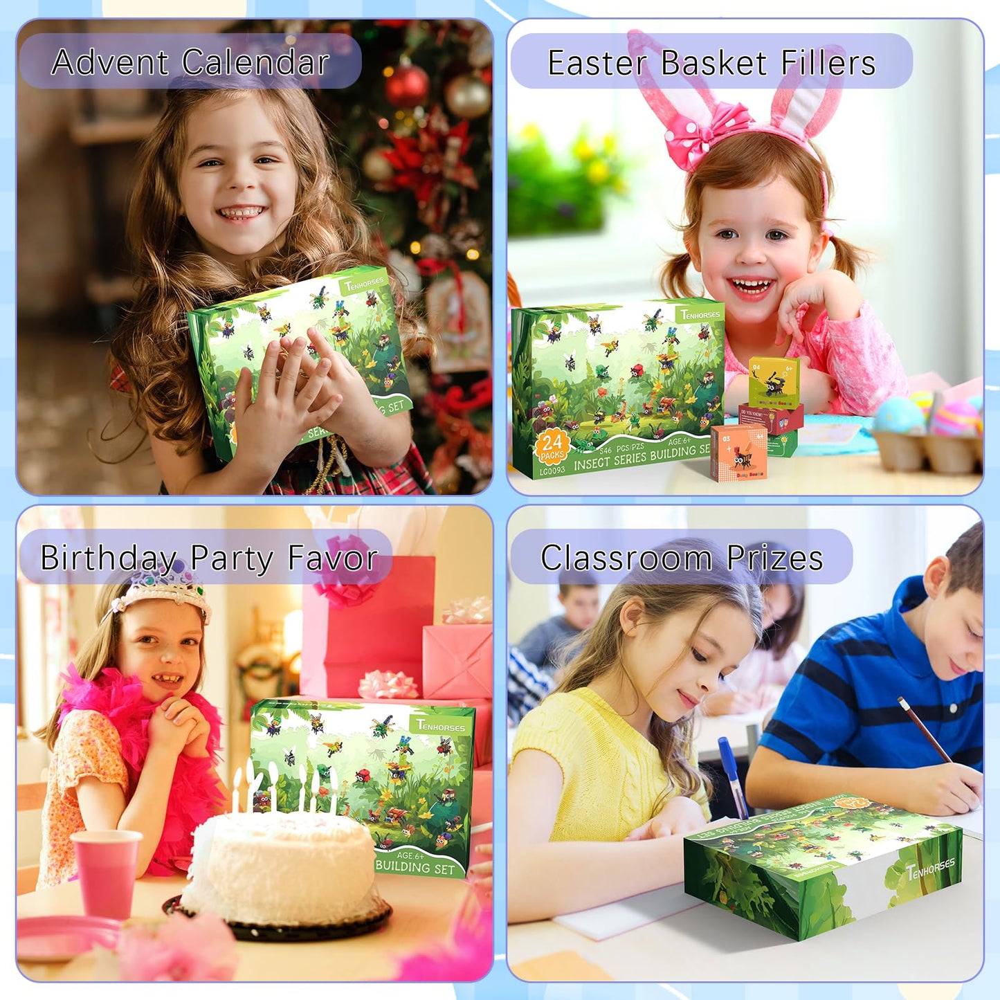 Party Favors for Kids 24 Pack Insect Building Sets, Bulk Educational Bug Blocks Toy for Valentines Day Classroom Prizes, Goodie Bags