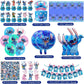 103PCS Stitch Party Supplies, Birthday Decorations Set Include Banner, Balloons, Stickers, Hanging Swirls, Cake Cupcake Toppers, Tablecloth for Boys