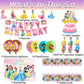 62PCS Disne Princess Party Supplies, Birthday Decorations Set Include Banner, Balloons, Backdrop, Cupcake Toppers, Tablecloth, Hanging Swirls for Kids