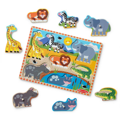 Melissa & Doug Safari Wooden Peg Puzzle (7 pcs)