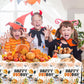 CMUSKO Halloween Happy Boo Day Tablecloth, 3Pcs Orange Black Ghost Pumpkins Plastic Booday Tablecloth,Boo Day Table Cover for Halloween Birthday Baby