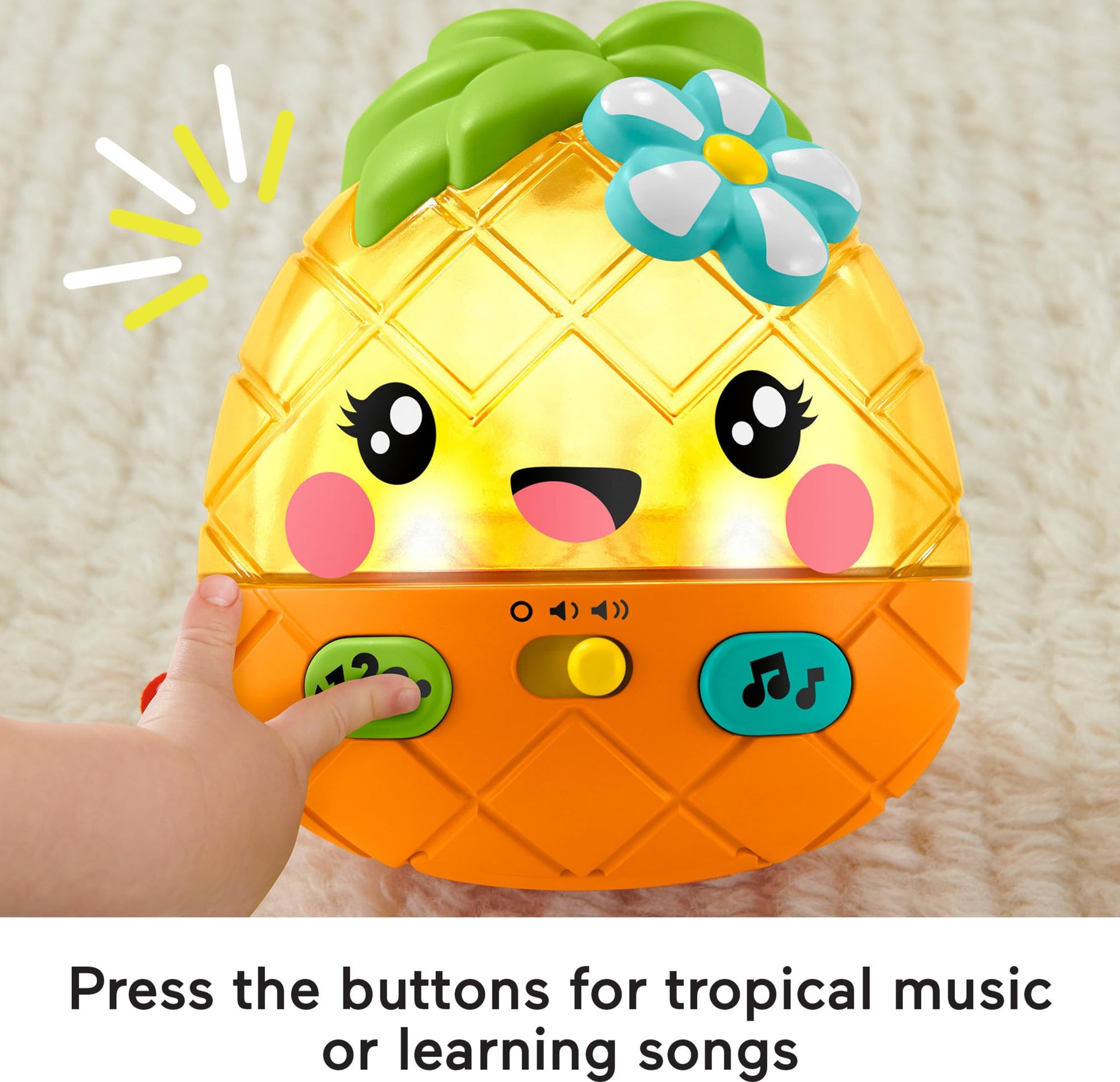 Fisher-Price Paradise Pals Magical Lights & Tunes Pineapple, electronic learning toy with music and lights for baby ages 6-36 months