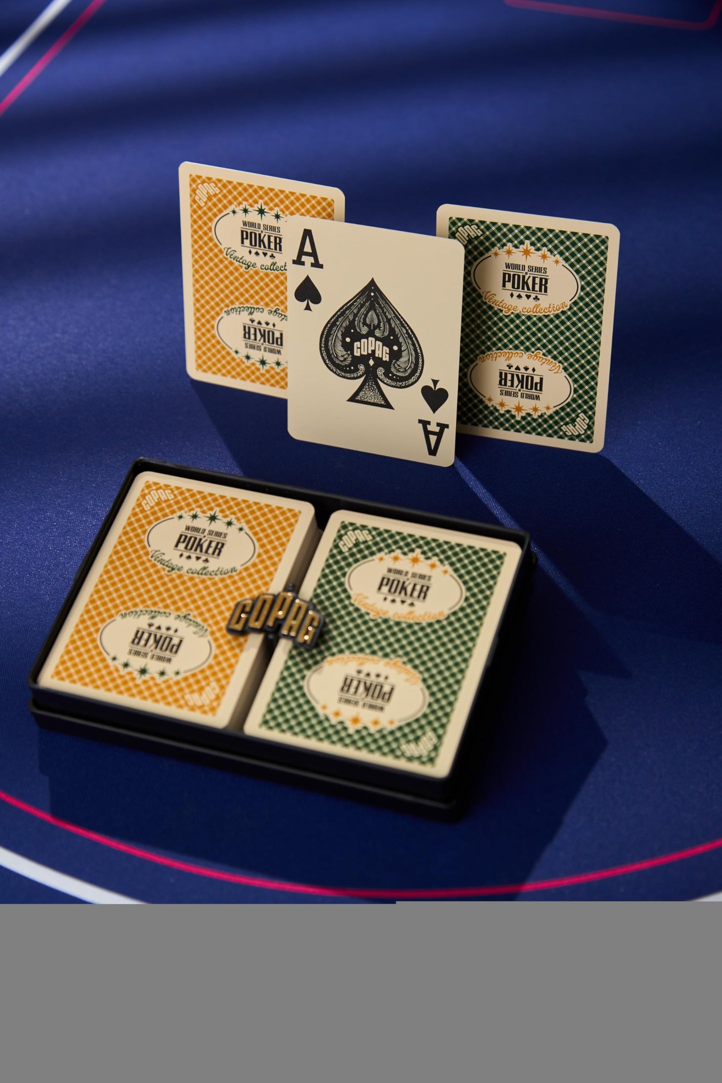 Copag Vintage WSOP 100% Plastic Playing Cards - Poker Size (Standard) Jumbo Index Green/Gold Double Deck Set