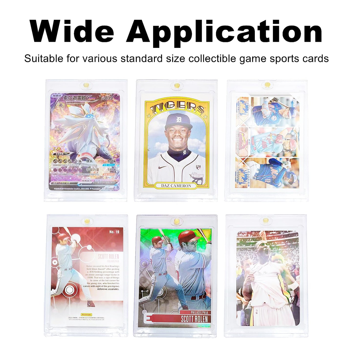 6 Pack Magnetic Card Holder 130pt Thick One Touch Hard Plastic Trading Protector Case for Baseball Basketball Football Sports Cards